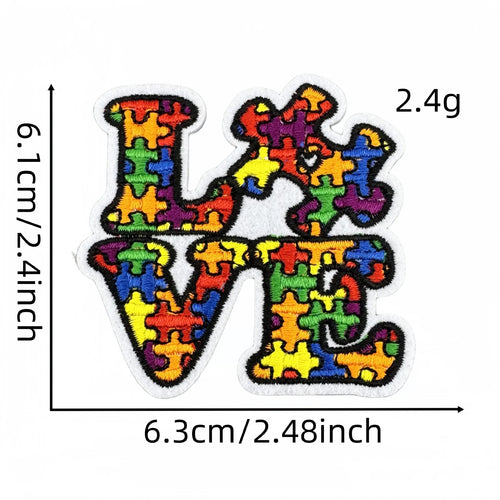 1 piece DIY Autism Awareness Patches Embroidery Iron On Clothing Patch Personalized caring Badge Heat Adhesive Logo